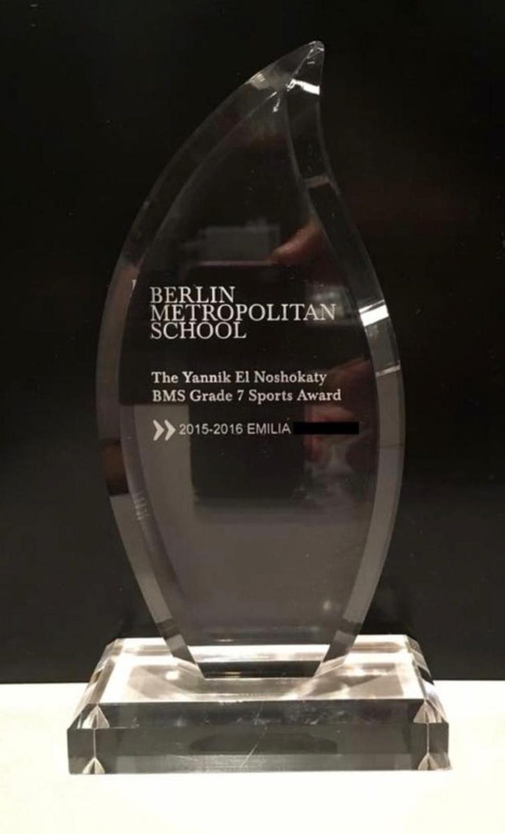 The Yannik El-Noshokaty Sports Award trophy